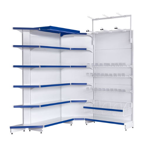 Gôndola Lateral com Cantos e Iluminação – Cristal Aço